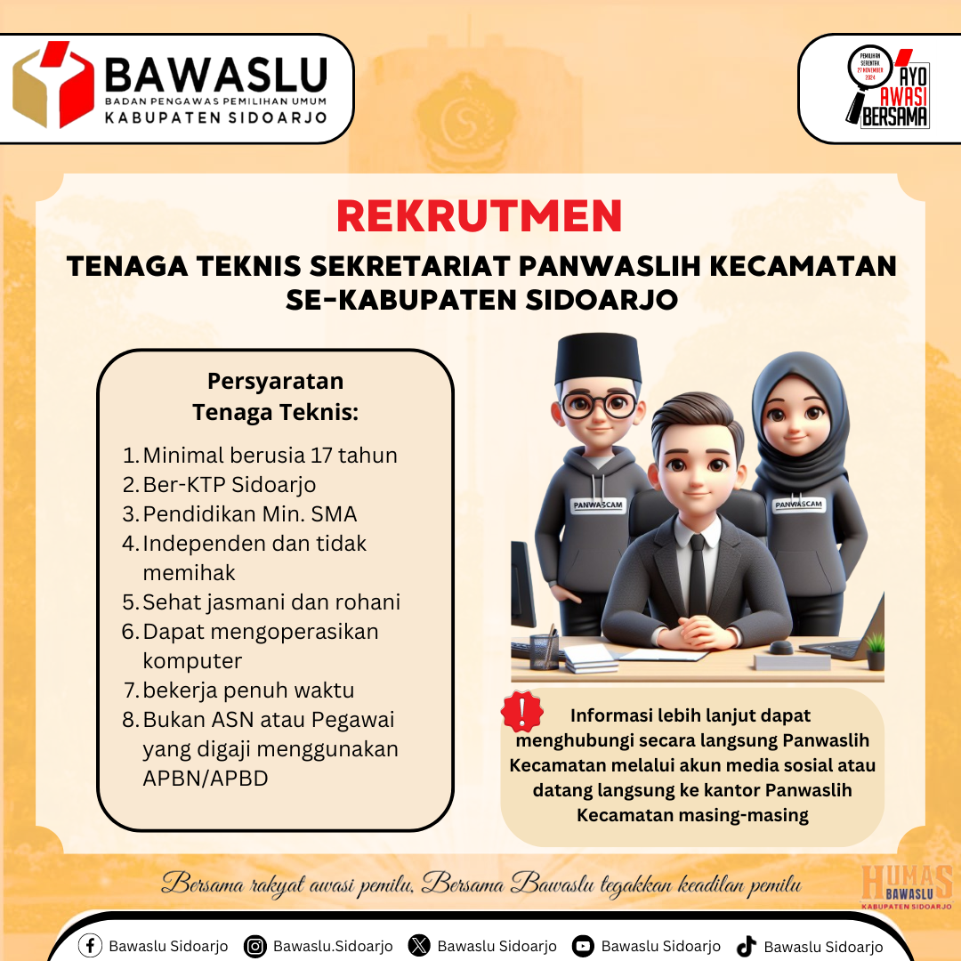 Rekrukmen Tenaga Teknis Panwascam