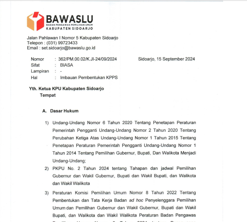 IMBAUAN TERKAIT PEMBENTUKAN KPPS 