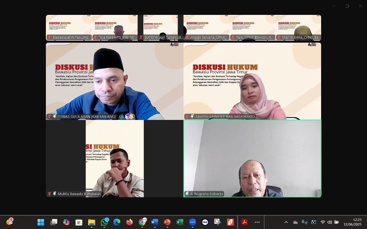 BAWASLU SIDOARJO HADIRI DISKUSI HUKUM BAWASLU JATIM TERKAIT NETRALITAS ASN DAN KEPALA DESA