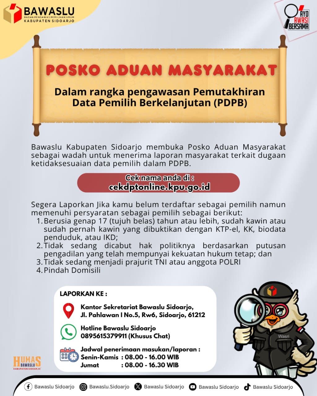 POSKO ADUAN MASYARAKAT PEMUTAKHIRAN DATA PEMILIH BERKELANJUTAN 