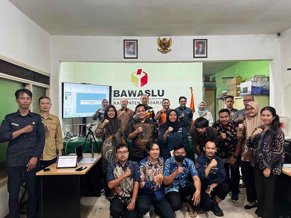 BAWASLU SIDOARJO TERIMA KUNJUNGAN SUPERVISI DAN MONITORING DARI BAWASLU JATIM