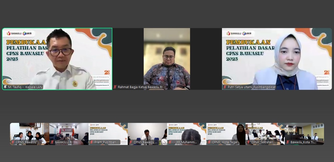 PENGUATAN SDM: 3 CPNS BAWASLU SIDOARJO HADIRI PEMBUKAAN PELATIHAN DASAR NASIONAL SECARA DARING