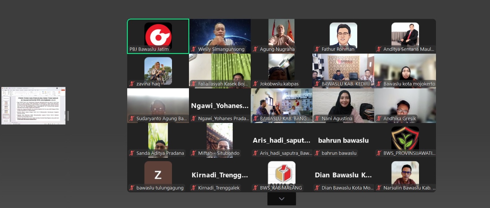 BAWASLU SIDOARJO HADIRI RAPAT PEMBAHASAN REKRUTMEN TENAGA ALIH DAYA SECARA DARING