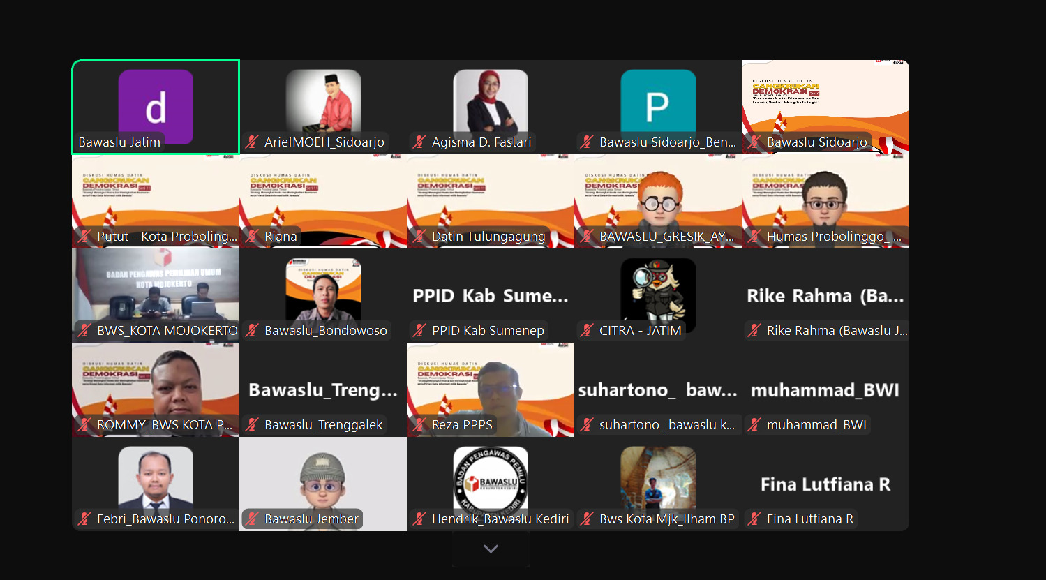 BAWASLU SIDOARJO HADIRI CANGKRUKAN DEMOKRASI SERI 1 “STRATEGI MENANGKAL HOAKS DAN MENINGKATKAN KEAMANAN SERTA PRIVASI DATA DAN INFORMASI MILIK BAWASLU”
