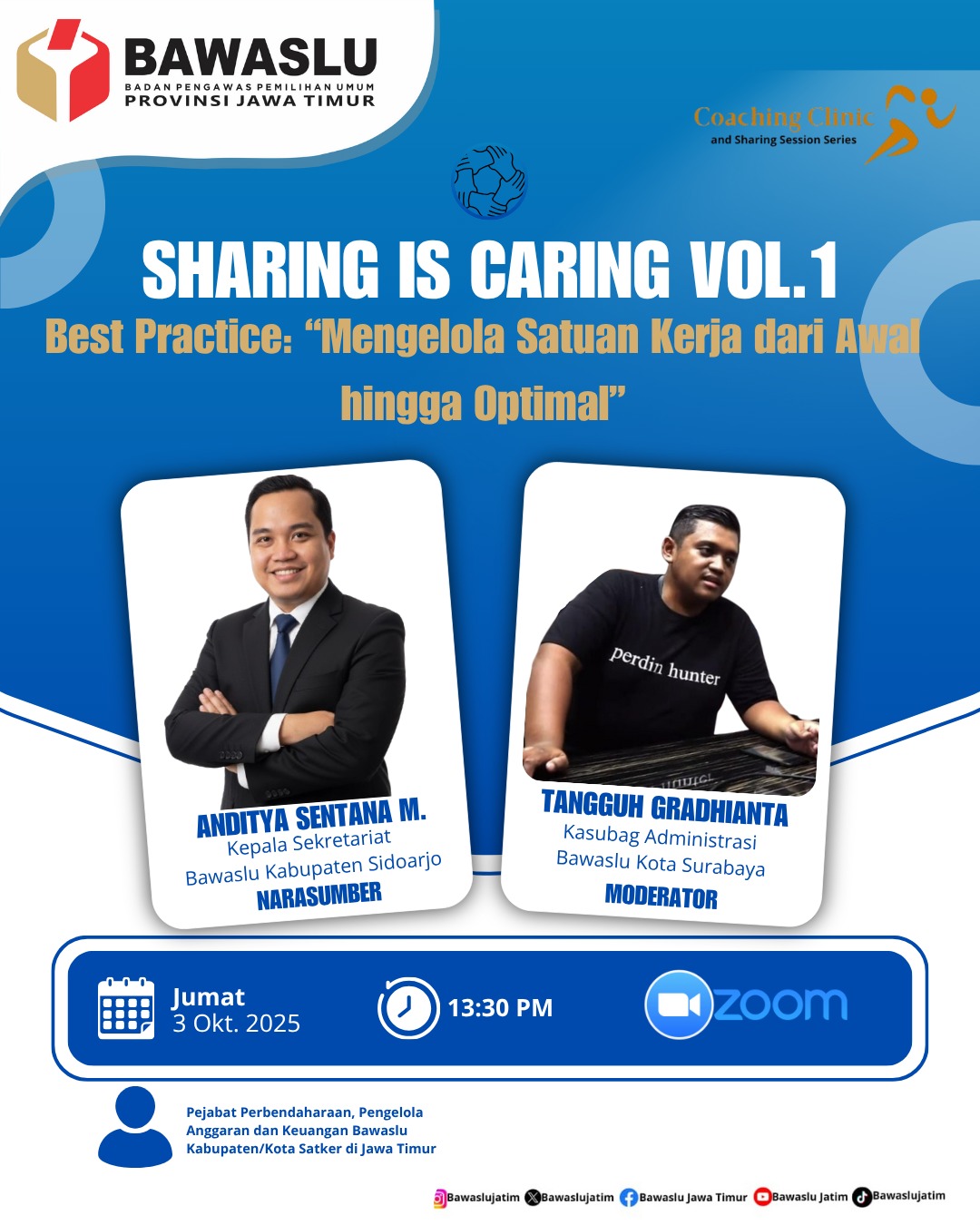 BAWASLU SIDOARJO JADI NARASUMBER "SHARING IS CARING" BAWASLU JATIM EDISI PERDANA 