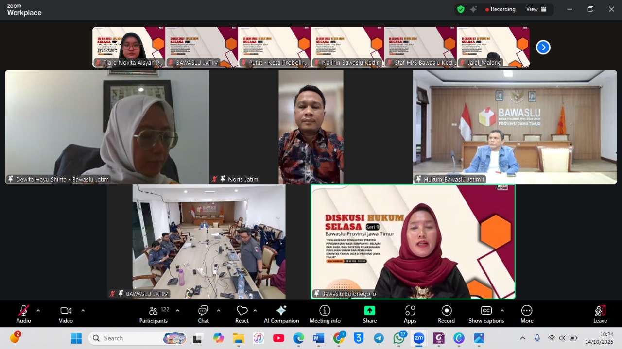 BAWASLU SIDOARJO HADIRI DISKUSI HUKUM BAWASLU JATIM TENTANG PENGUATAN STRATEGI PENGAWASAN MASA KAMPANYE