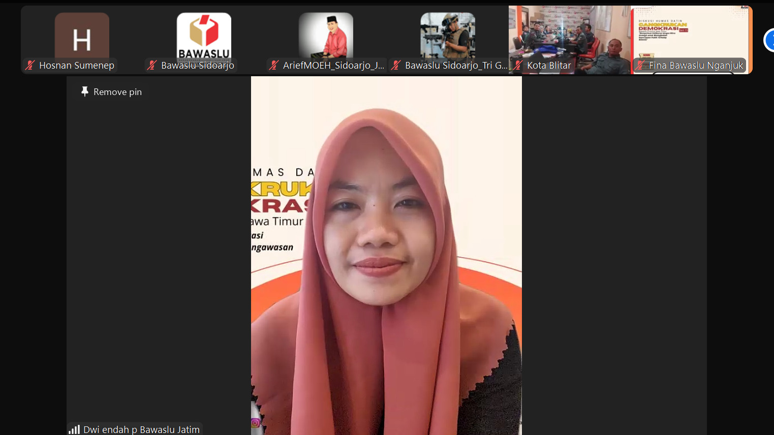 BAWASLU SIDOARJO HADIRI CANGKRUKAN DEMOKRASI SERI 17 DENGAN TEMA MANAJEMEN DOKUMENTASI FOTO, VIDEO DAN HASIL PENGAWASAN