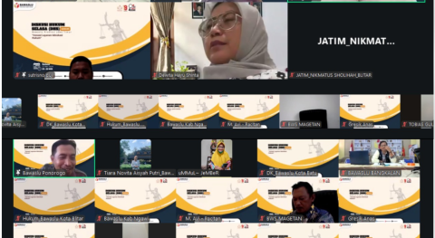 BAWASLU SIDOARJO HADIRI DISKUSI HUKUM BAWASLU JATIM TENTANG INOVASI LAYANAN ADVOKASI HUKUM SECARA DARING