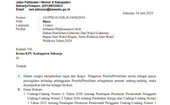 IMBAUAN BAWASLU SIDOARJO KEPADA KPU SIDOARJO TERKAIT PELAKSANAAN COKLIT 