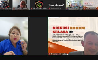 BAWASLU SIDOARJO HADIRI DISKUSI HUKUM BAWASLU JATIM TENTANG PERBAWASLU 1/2025 DAN PENGAWASAN PEMUTAKHIRAN DATA PEMILIH BERKELANJUTAN